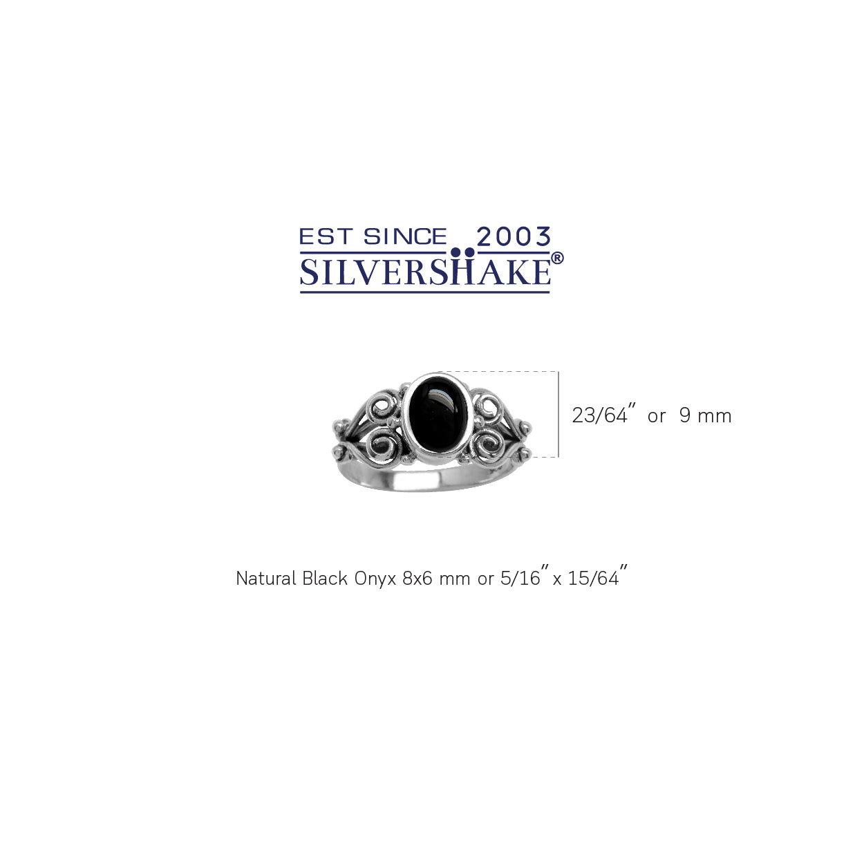 Created Black Onyx 925 Sterling Silver Victorian Style Ring
