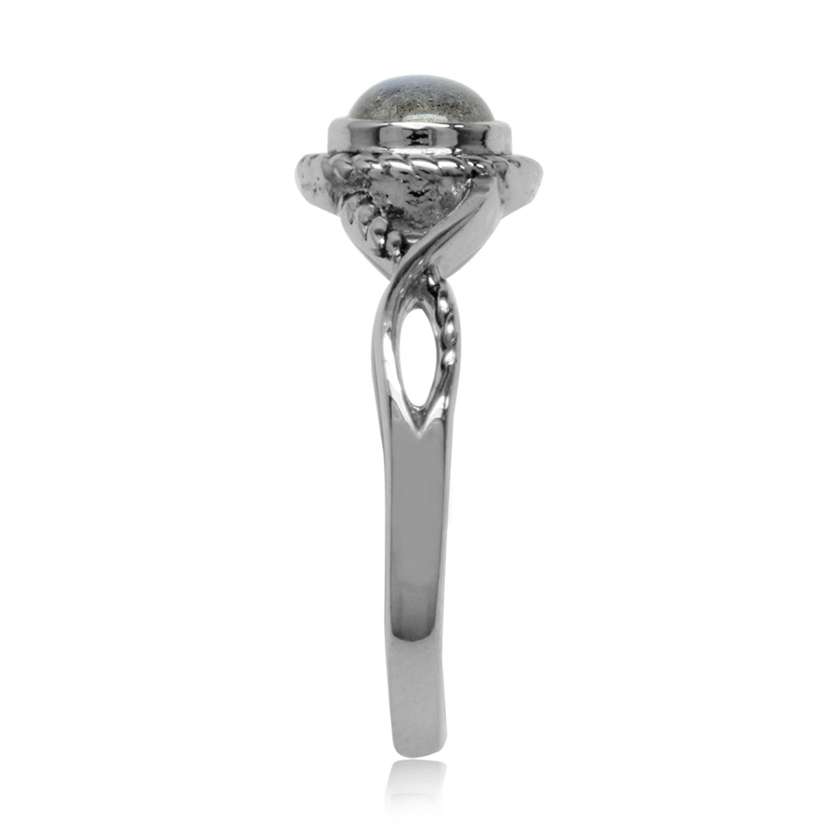 5mm Round Shape Labradorite 925 Sterling Silver Rope Solitaire Ring - Silvershake-store