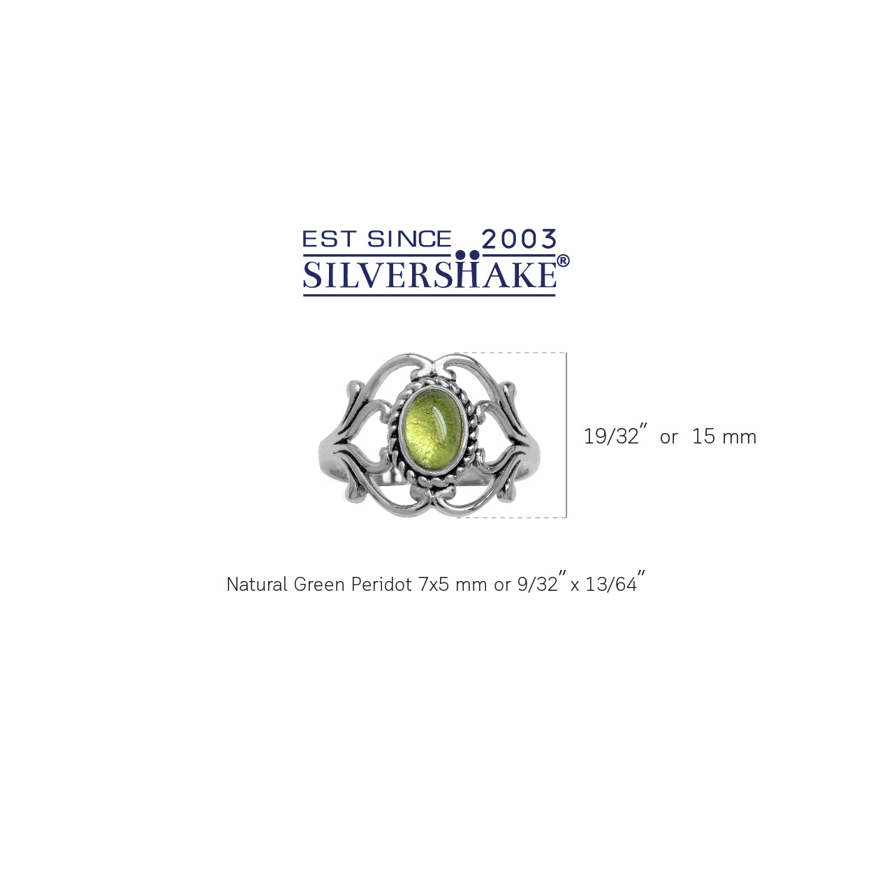 Cabochon Peridot 925 Sterling Silver Victorian Style Rope Ring - Silvershake-store