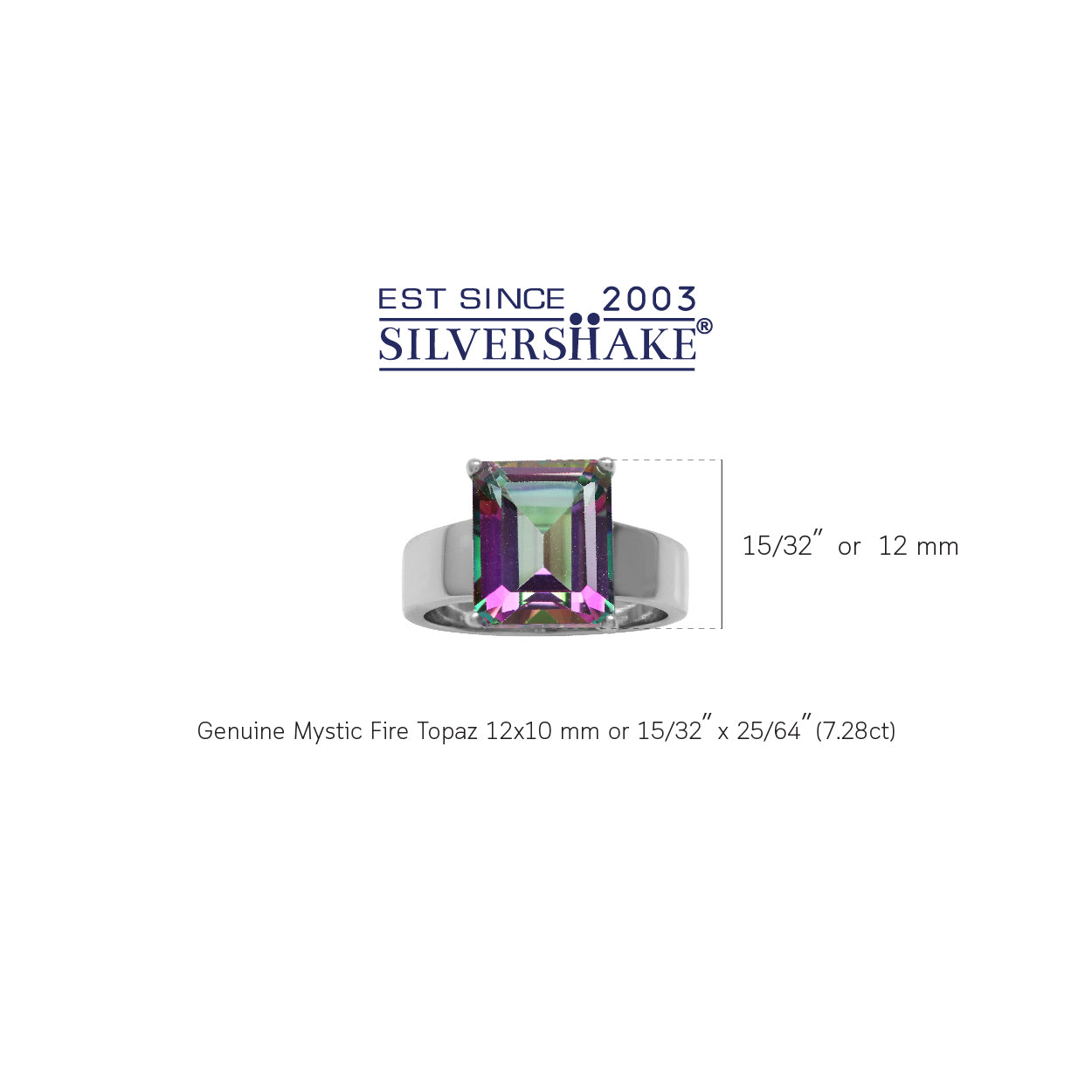 Huge 7.28ct. Mystic Fire Topaz White Gold Plated 925 Sterling Silver Solitaire Ring - Silvershake-store