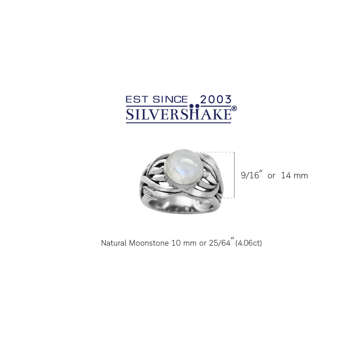 Natural Moonstone 925 Sterling Silver Filigree Leaf & Vine Bold Ring silvershake