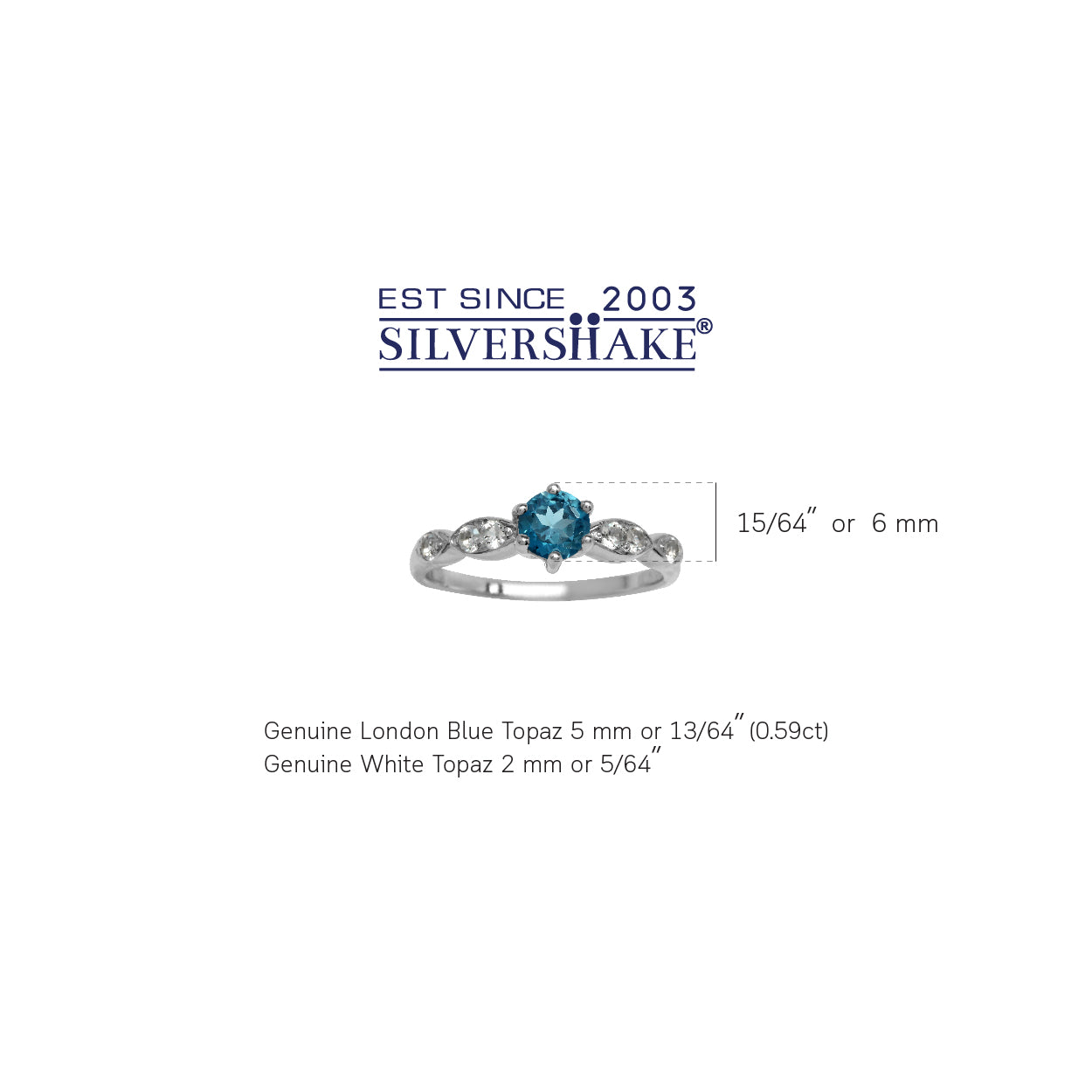 Genuine London Blue Topaz White Gold Plated 925 Sterling Silver Engagement Ring - Silvershake-store
