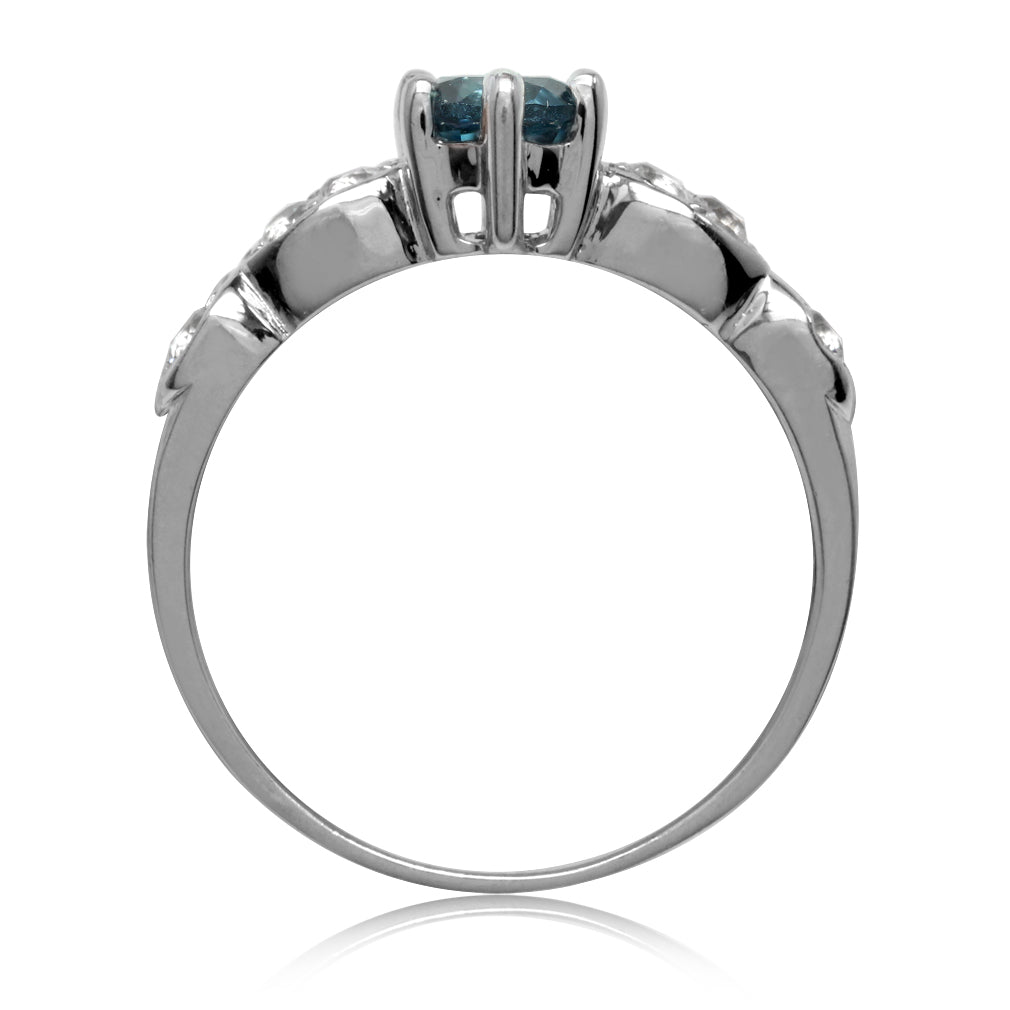 Genuine London Blue Topaz White Gold Plated 925 Sterling Silver Engagement Ring - Silvershake-store