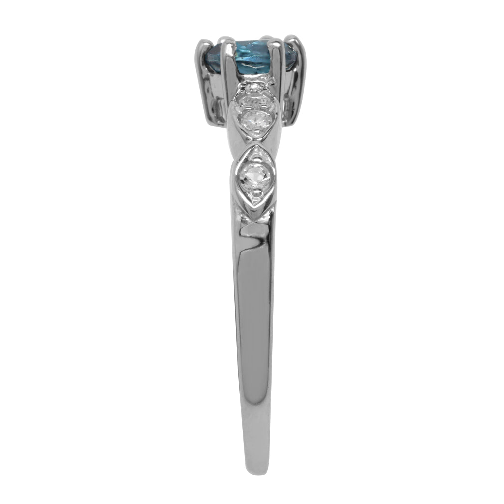 Genuine London Blue Topaz White Gold Plated 925 Sterling Silver Engagement Ring - Silvershake-store