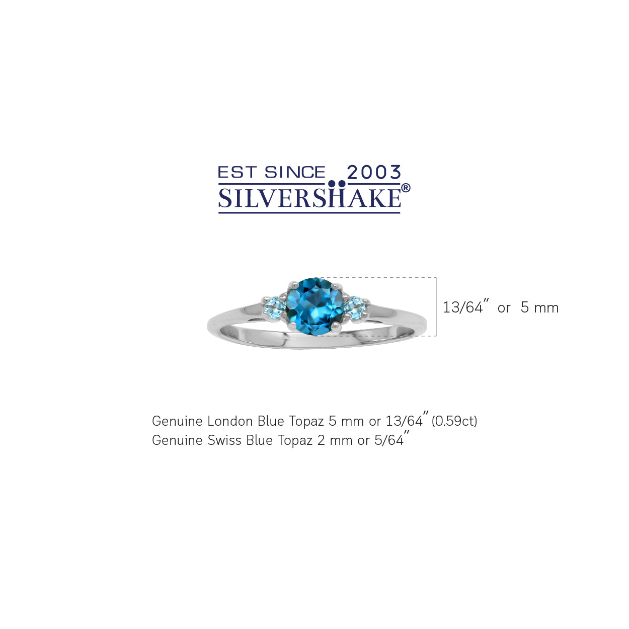 Petite Genuine London Blue and Swiss Blue Topaz White Gold Plated 925 Sterling Silver Ring - Silvershake-store