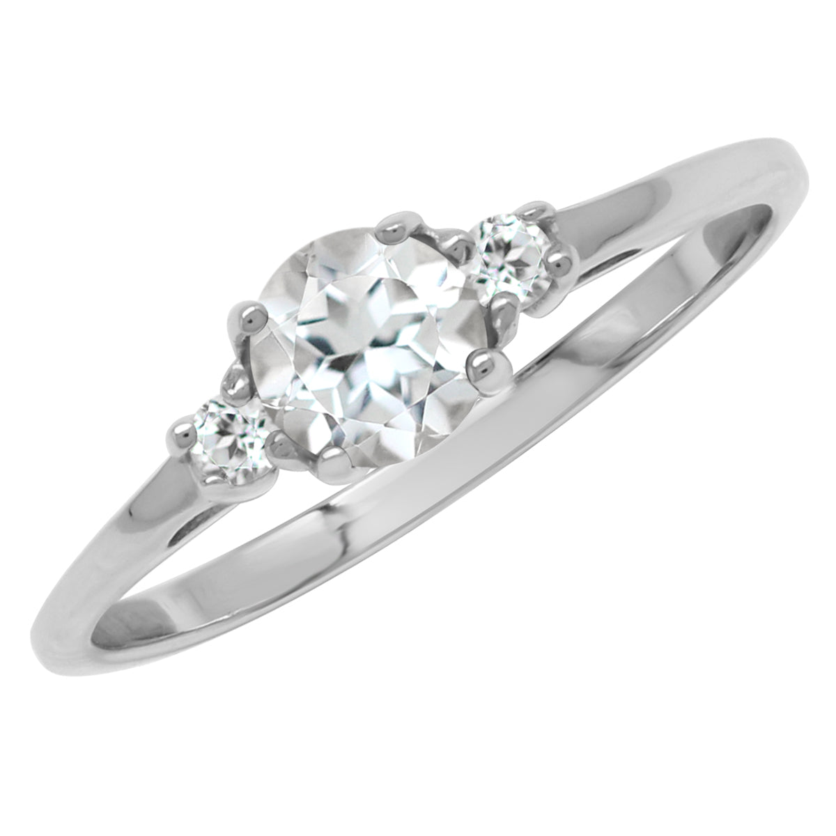 Petite Genuine White Topaz 925 Sterling Silver Promise Ring - Silvershake-store