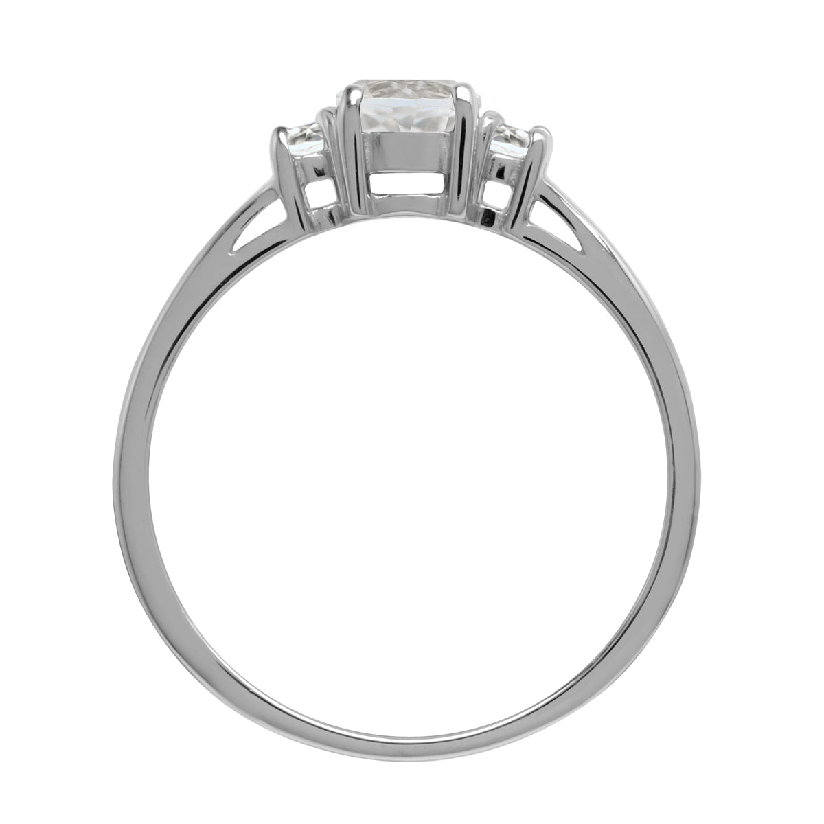 Petite Genuine White Topaz 925 Sterling Silver Promise Ring - Silvershake-store