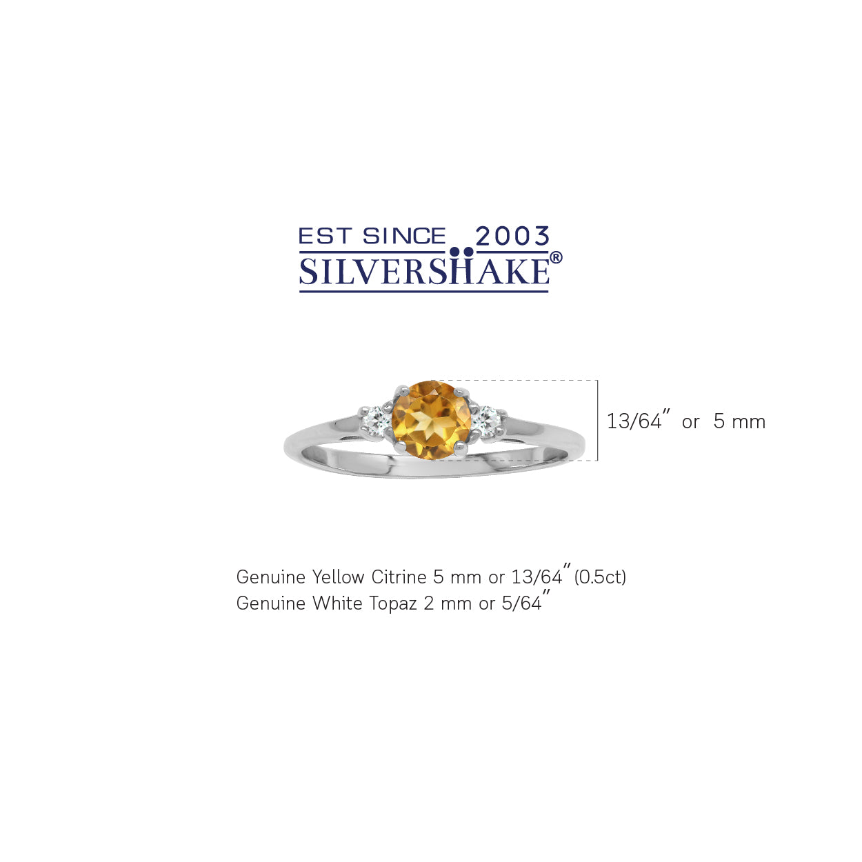Petite Natural Citrine and White Topaz 925 Sterling Silver Ring - Silvershake-store