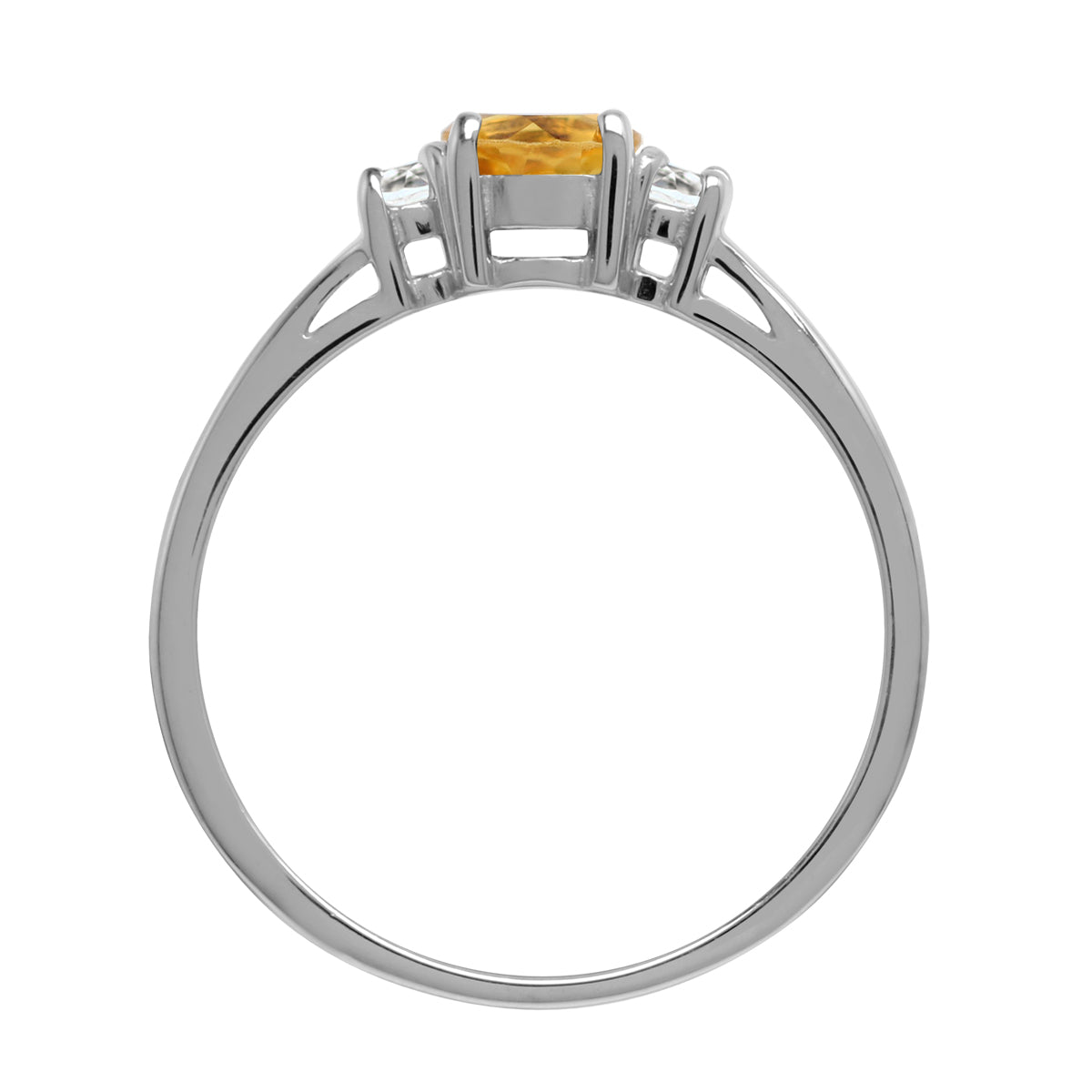 Petite Natural Citrine and White Topaz 925 Sterling Silver Ring - Silvershake-store