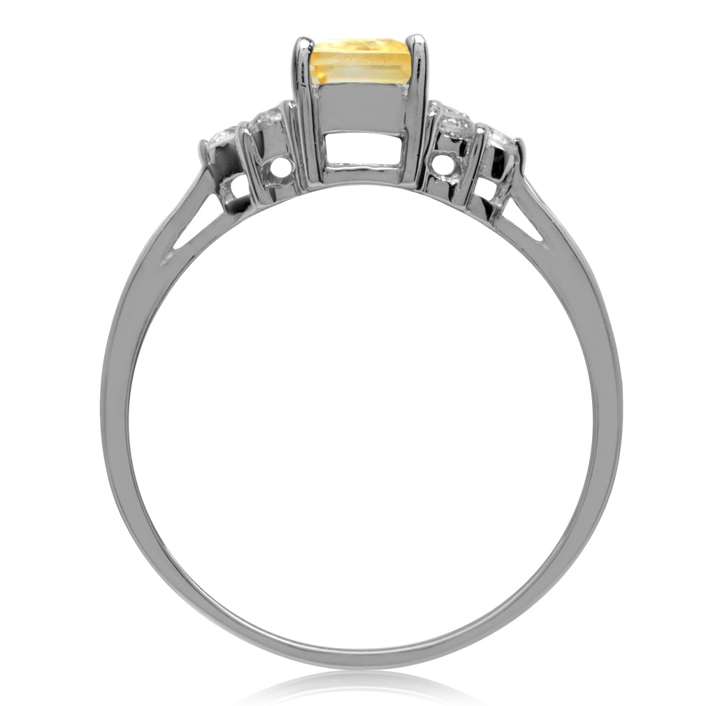 Natural Citrine and White Cubic Zirconia 925 Sterling Silver Engagement Ring - Silvershake-store