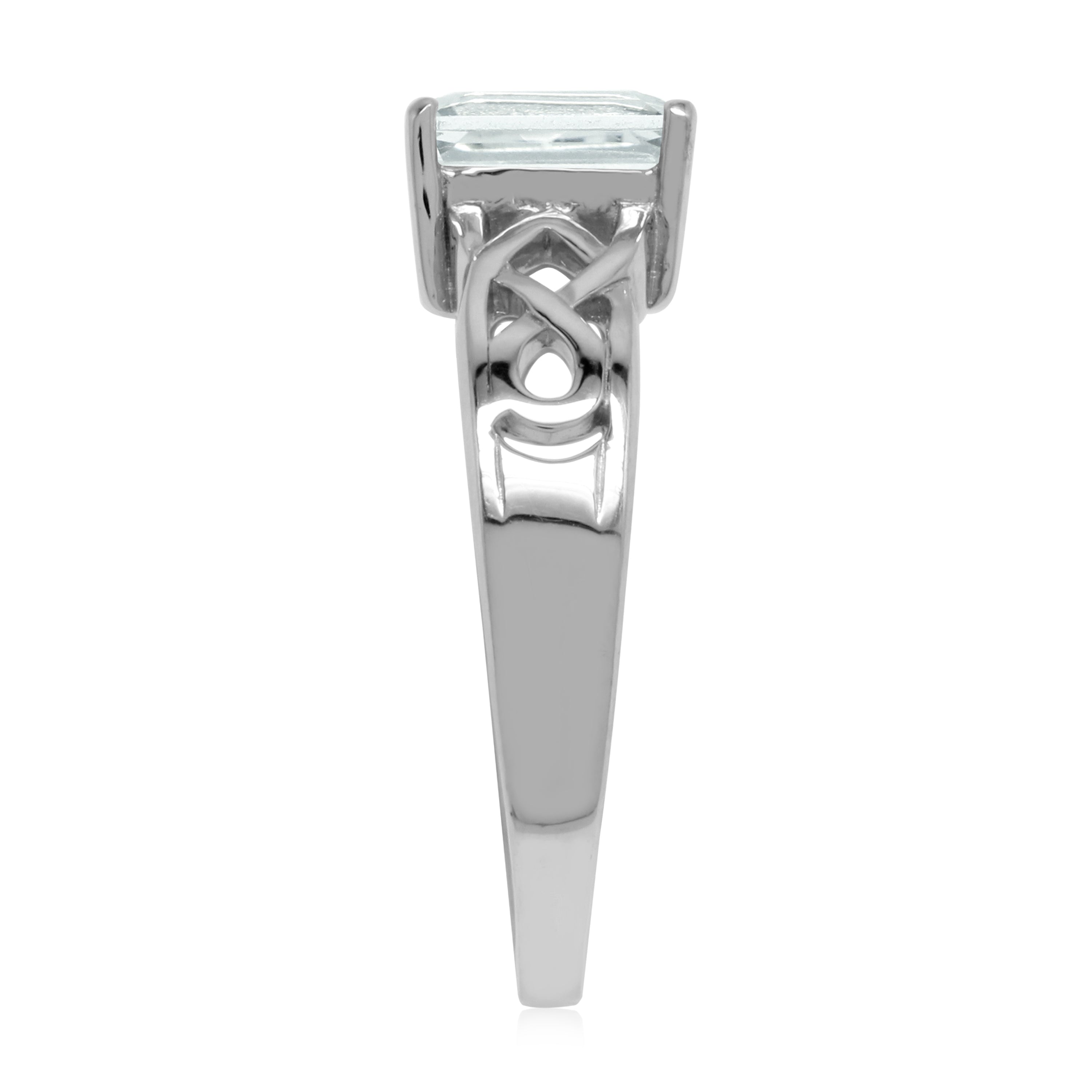7X5mm Genuine Octagon Shape Aquamarine 925 Sterling Silver Celtic Knot Solitaire Ring - Silvershake-store