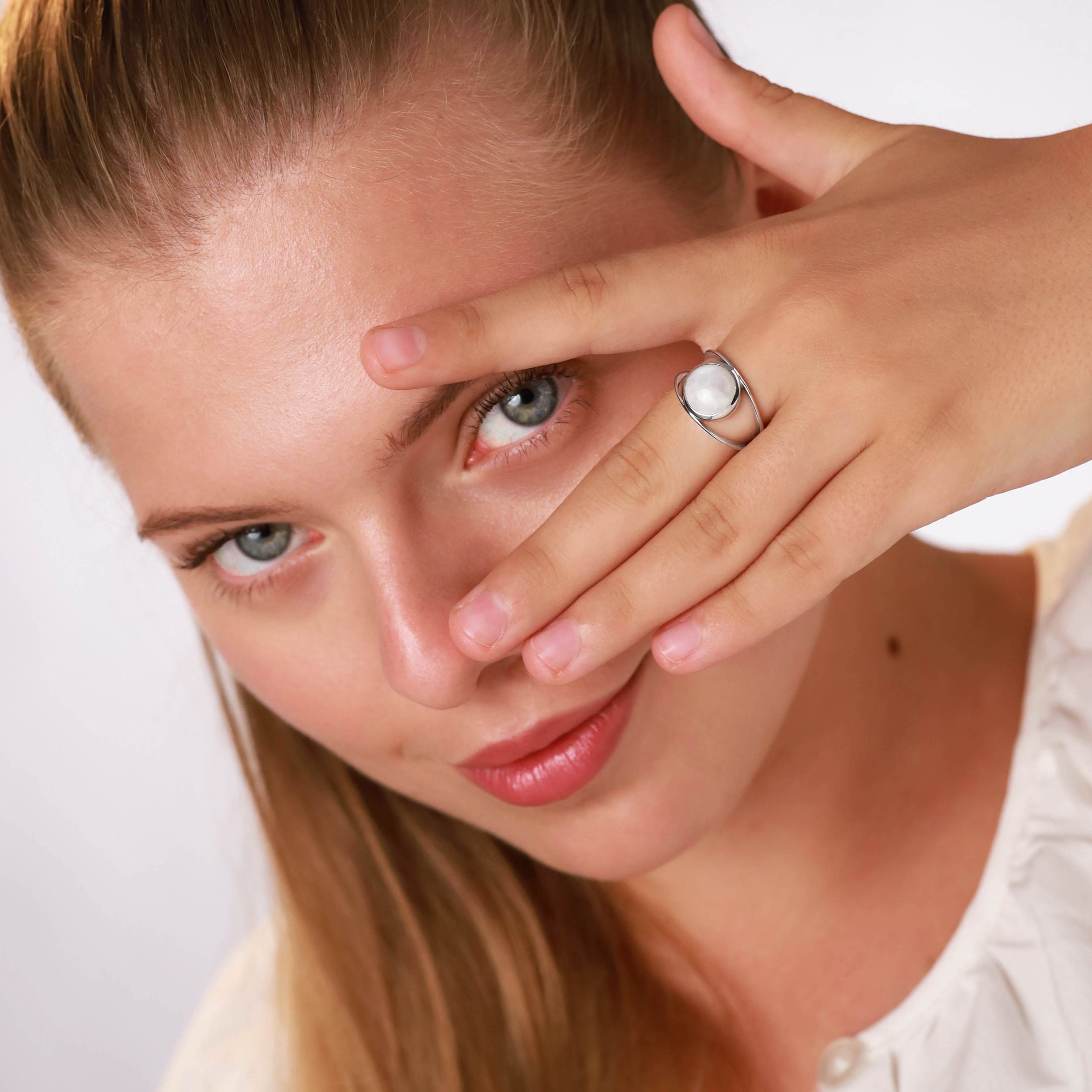 Created Red Coral White Gold Plated 925 Sterling Silver Solitaire Ring - Silvershake-store