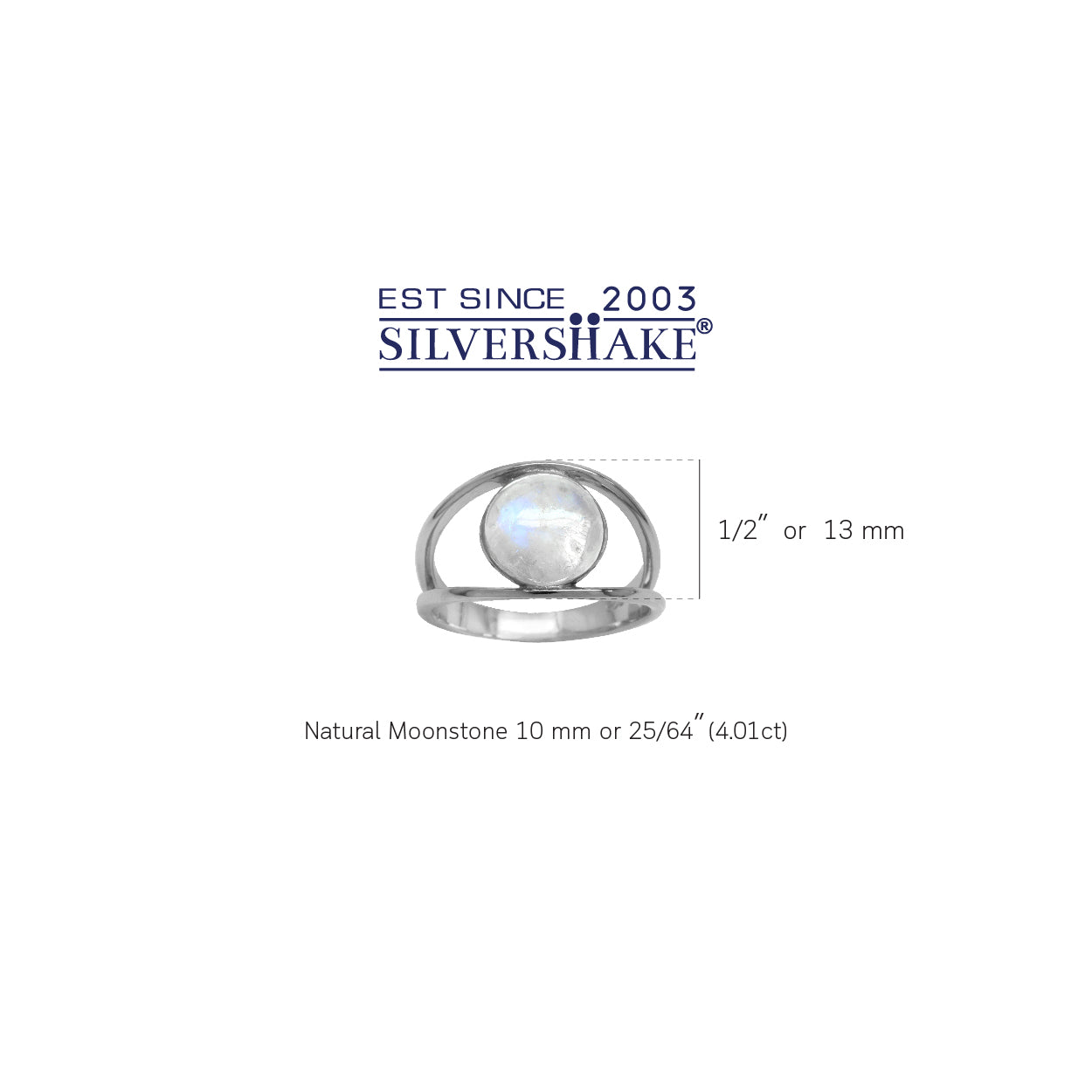 Natural Moonstone White Gold Plated 925 Sterling Silver Solitaire Ring - Silvershake-store