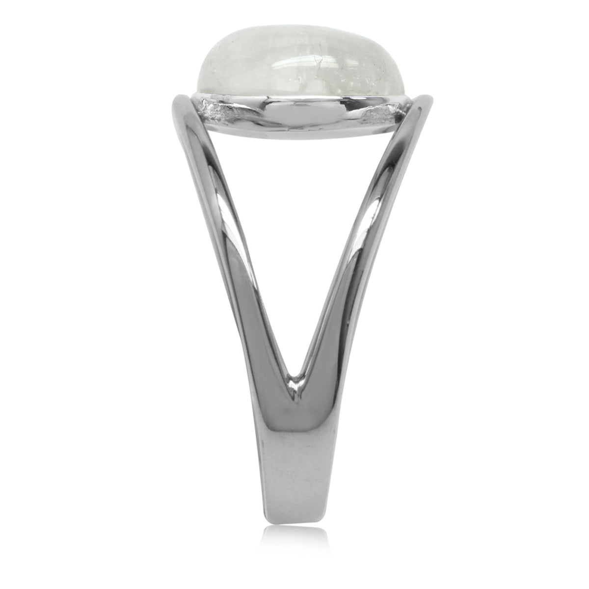 Natural Moonstone White Gold Plated 925 Sterling Silver Solitaire Ring - Silvershake-store