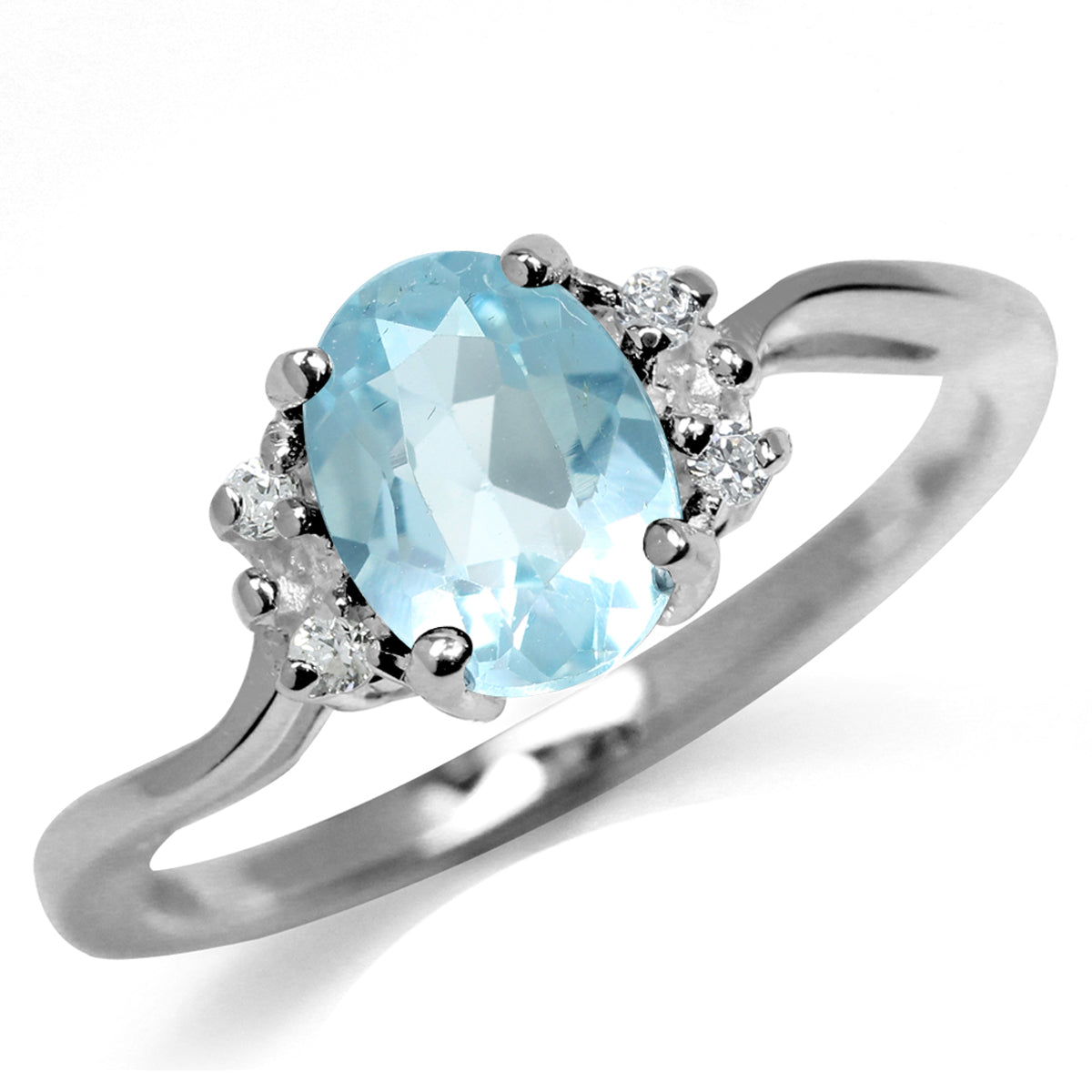 1.52ct. Genuine Blue Topaz White Gold Plated 925 Sterling Silver Engagement Ring