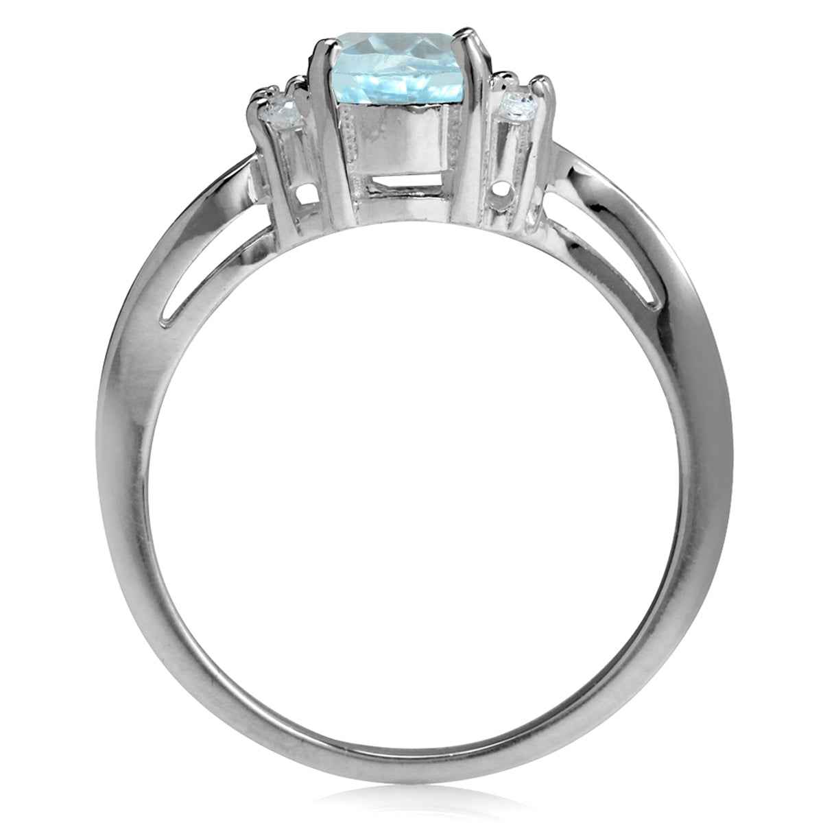 1.52ct. Genuine Blue Topaz White Gold Plated 925 Sterling Silver Engagement Ring