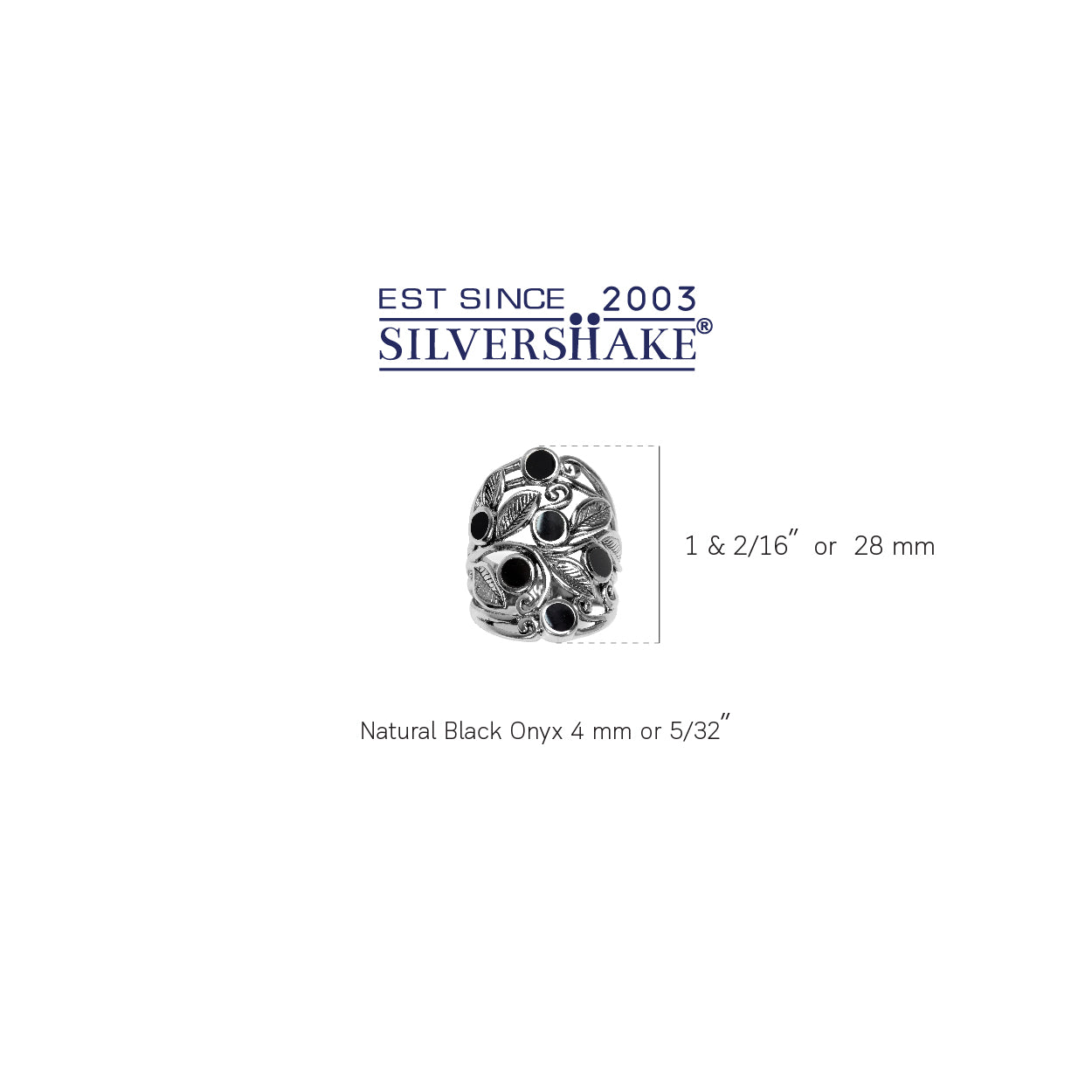 Created Black Onyx Inlay 925 Sterling Silver Filigree Leaf Ring - Silvershake-store