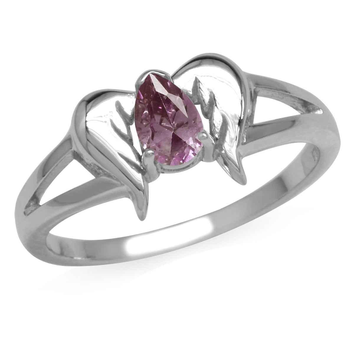 Simulated Color Change Alexandrite 925 Sterling Silver Angel Wings Ring