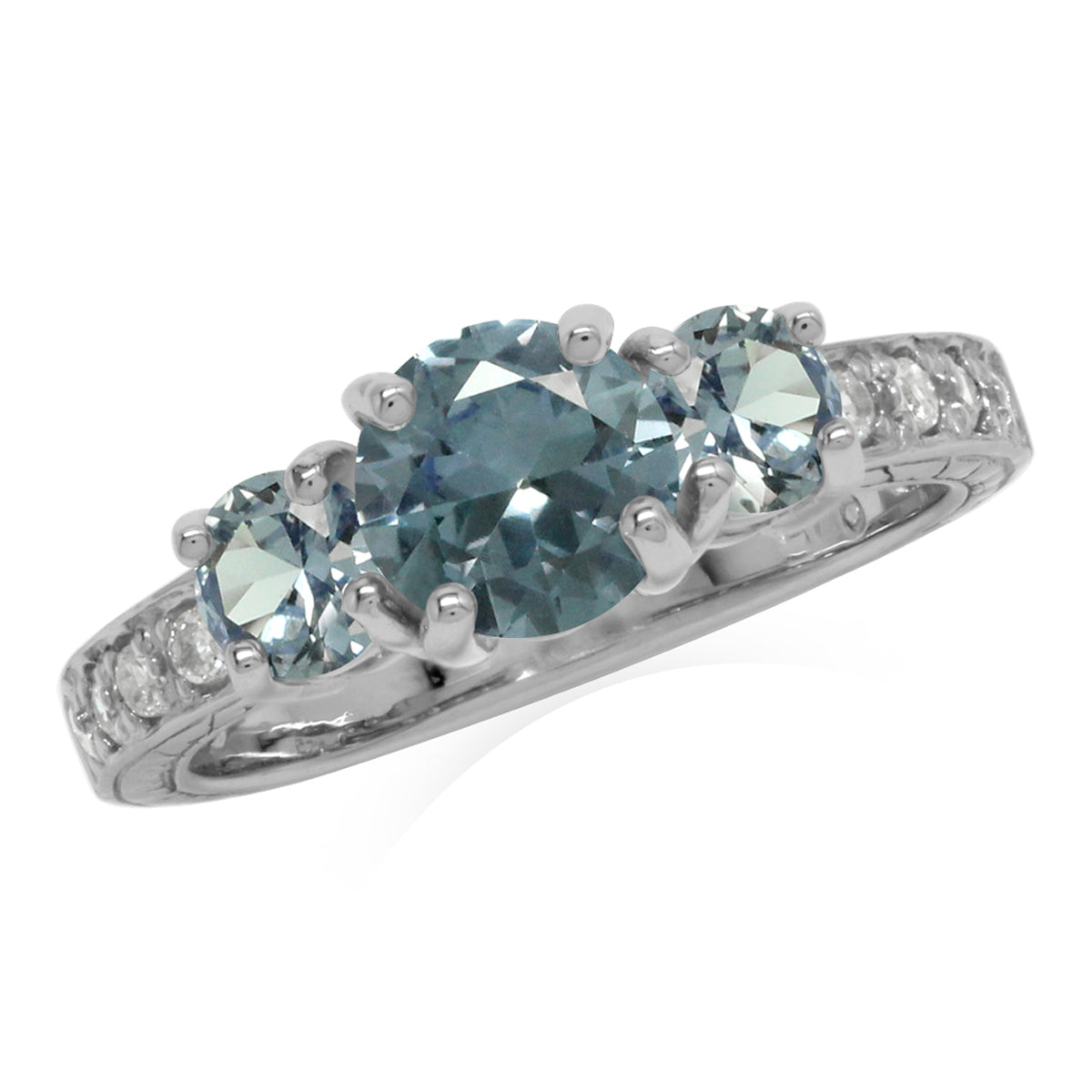 3 Stone Created Color Change Alexandrite White Gold Plated 925 Sterling Silver Ring - Silvershake-store