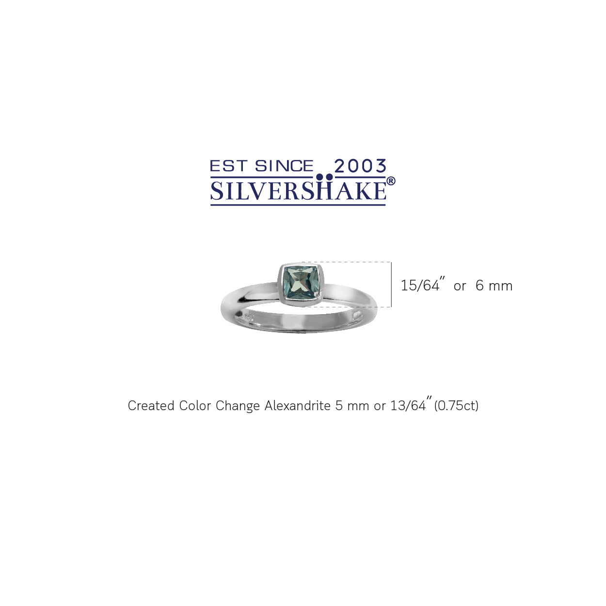 Cushion Cut Simulated Color Change Alexandrite 925 Sterling Silver Stack Stackable Solitaire Ring - Silvershake-store