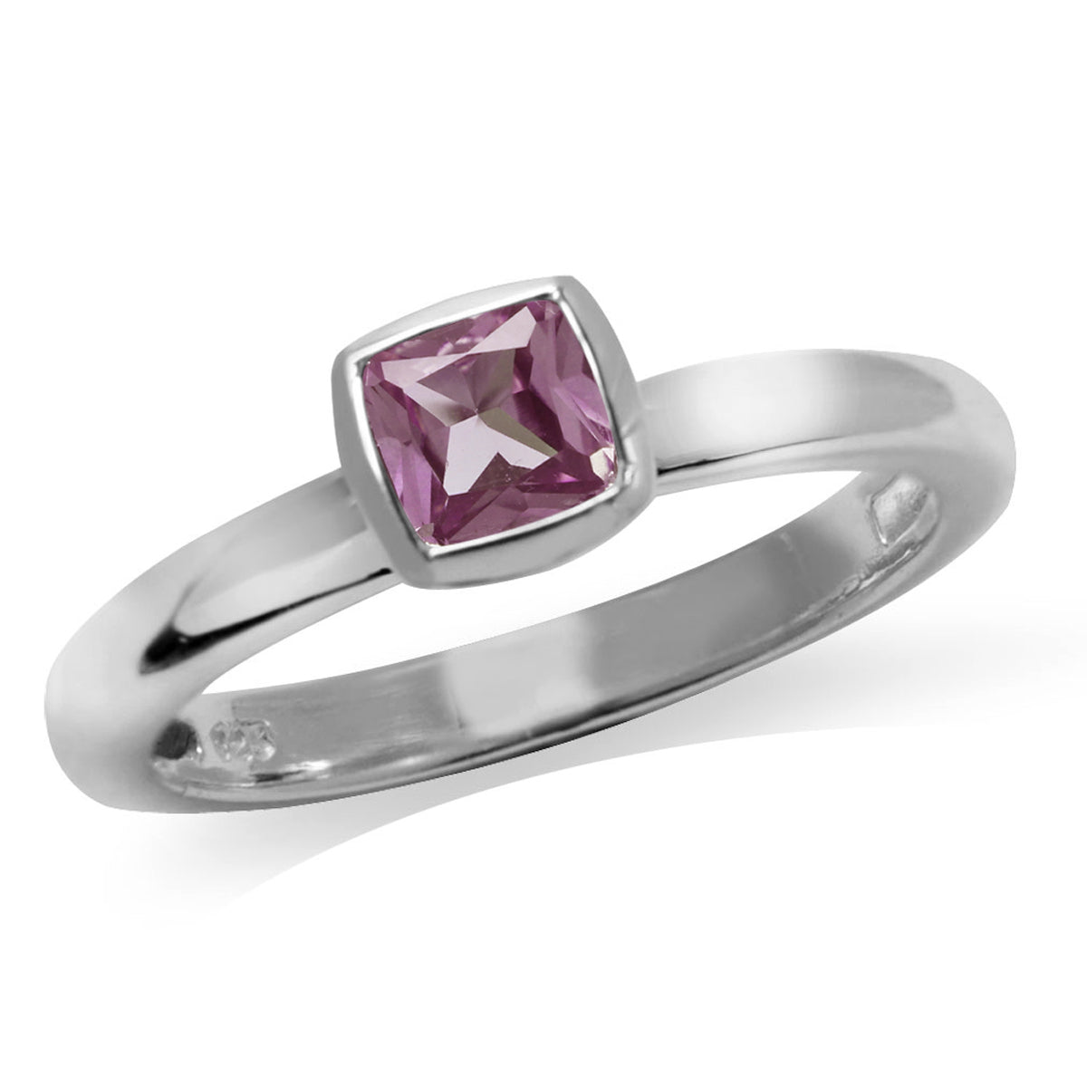 Cushion Cut Simulated Color Change Alexandrite 925 Sterling Silver Stack Stackable Solitaire Ring - Silvershake-store