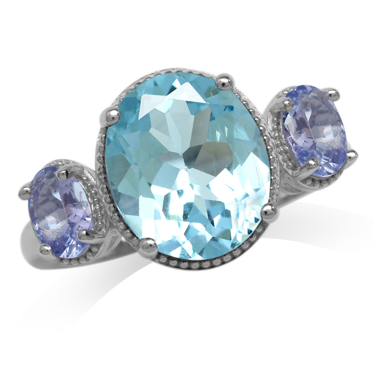 5.44ct. 12x10MM Genuine Oval Shape Blue Topaz & Tanzanite White Gold Plated 925 Sterling Silver Ring silvershake