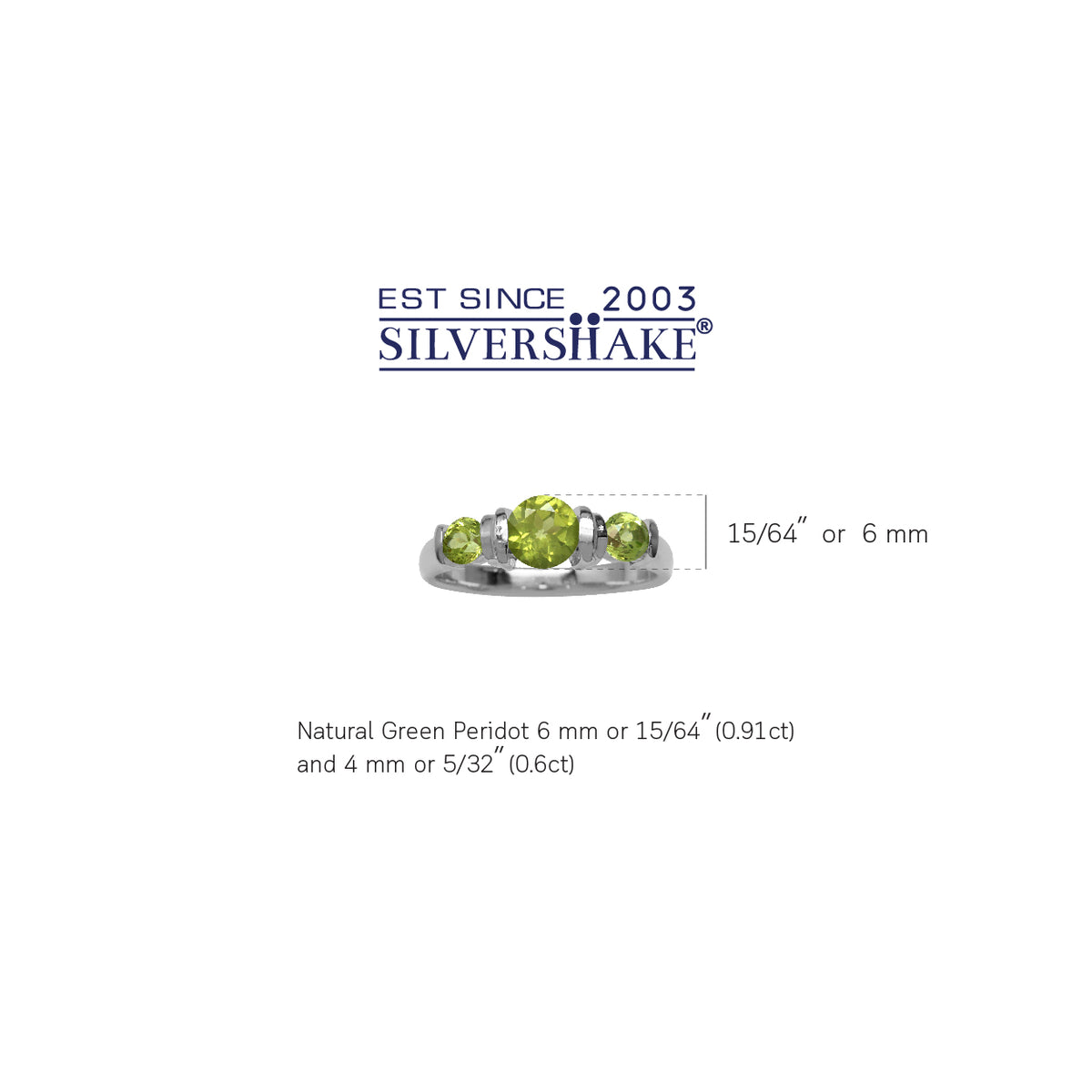 1.51ct. 3-Stone Natural Round Shape Peridot White Gold Plated 925 Sterling Silver Ring silvershake