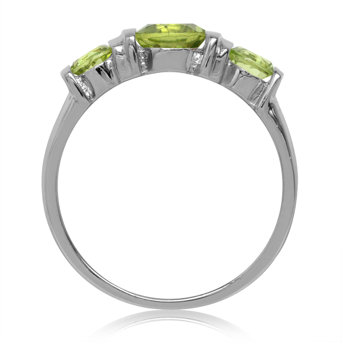 1.51ct. 3-Stone Natural Round Shape Peridot White Gold Plated 925 Sterling Silver Ring silvershake