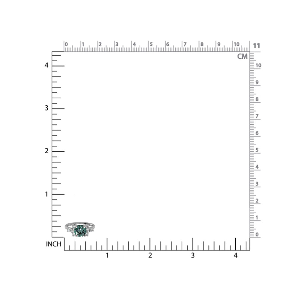 Round Shape Simulated Color Change Alexandrite and White Cubic Zirconia 925 Sterling Silver Ring - Silvershake-store