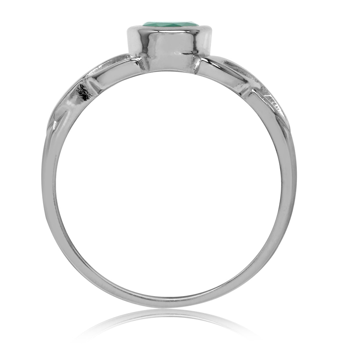 Natural Emerald Green Agate White Gold Plated 925 Sterling Silver Triquetra Celtic Knot Ring - Silvershake-store