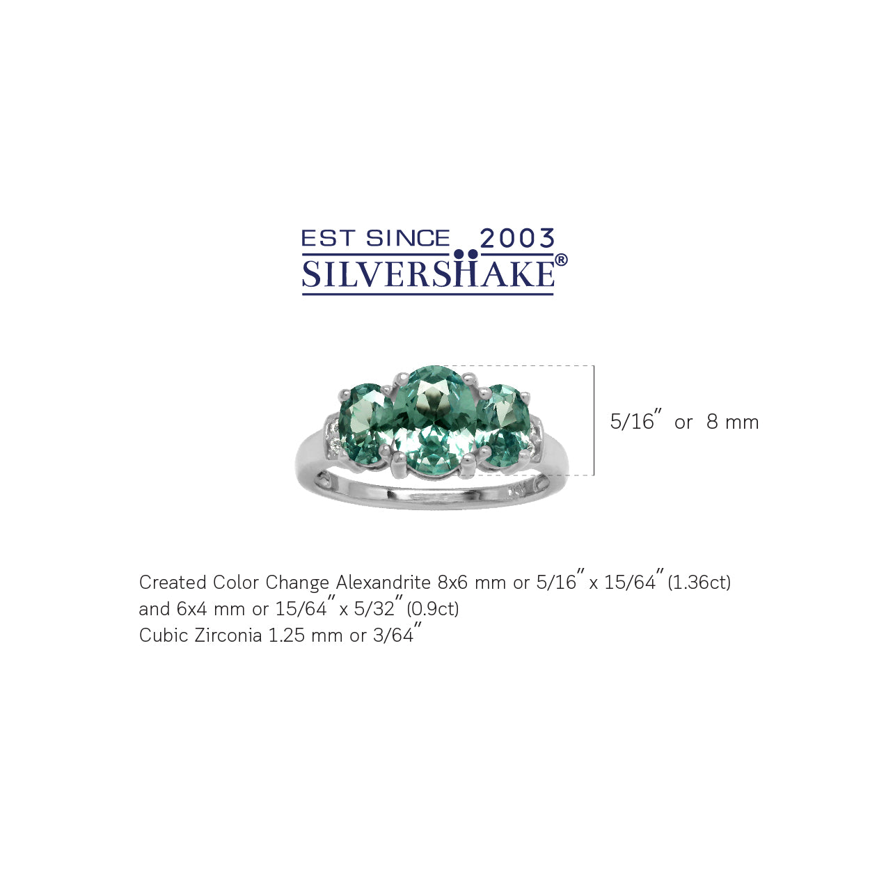 3-Stone Created Oval Shape Color Change Alexandrite White Gold Plated 925 Sterling Silver Ring June Gemstone Birthstone - Silvershake-store