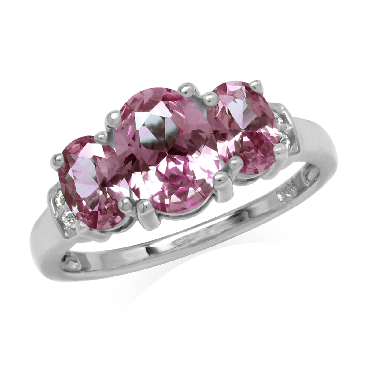3-Stone Created Oval Shape Color Change Alexandrite White Gold Plated 925 Sterling Silver Ring June Gemstone Birthstone - Silvershake-store