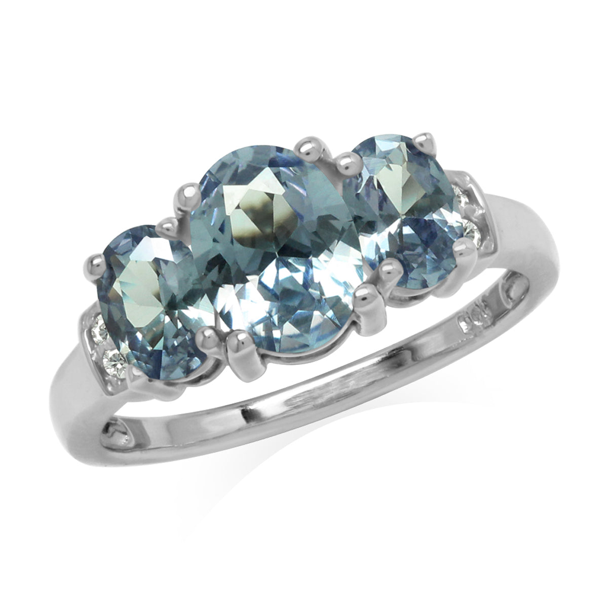 3-Stone Created Oval Shape Color Change Alexandrite White Gold Plated 925 Sterling Silver Ring June Gemstone Birthstone - Silvershake-store