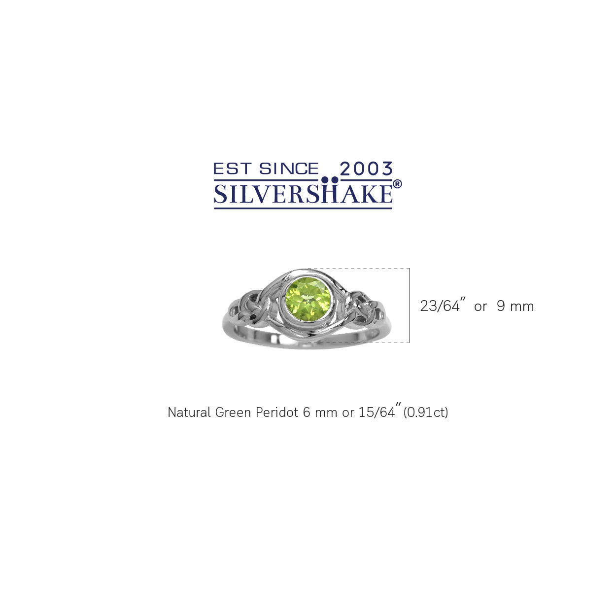Natural Peridot White Gold Plated 925 Sterling Silver Celtic Knot Ring - Silvershake-store