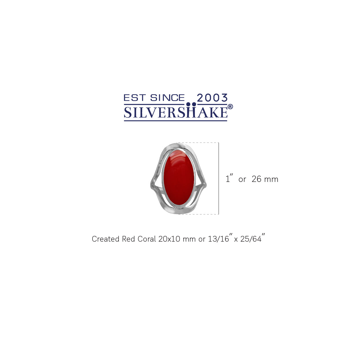Created Red Coral 925 Sterling Silver Simple Southwest Style Ring - Silvershake-store