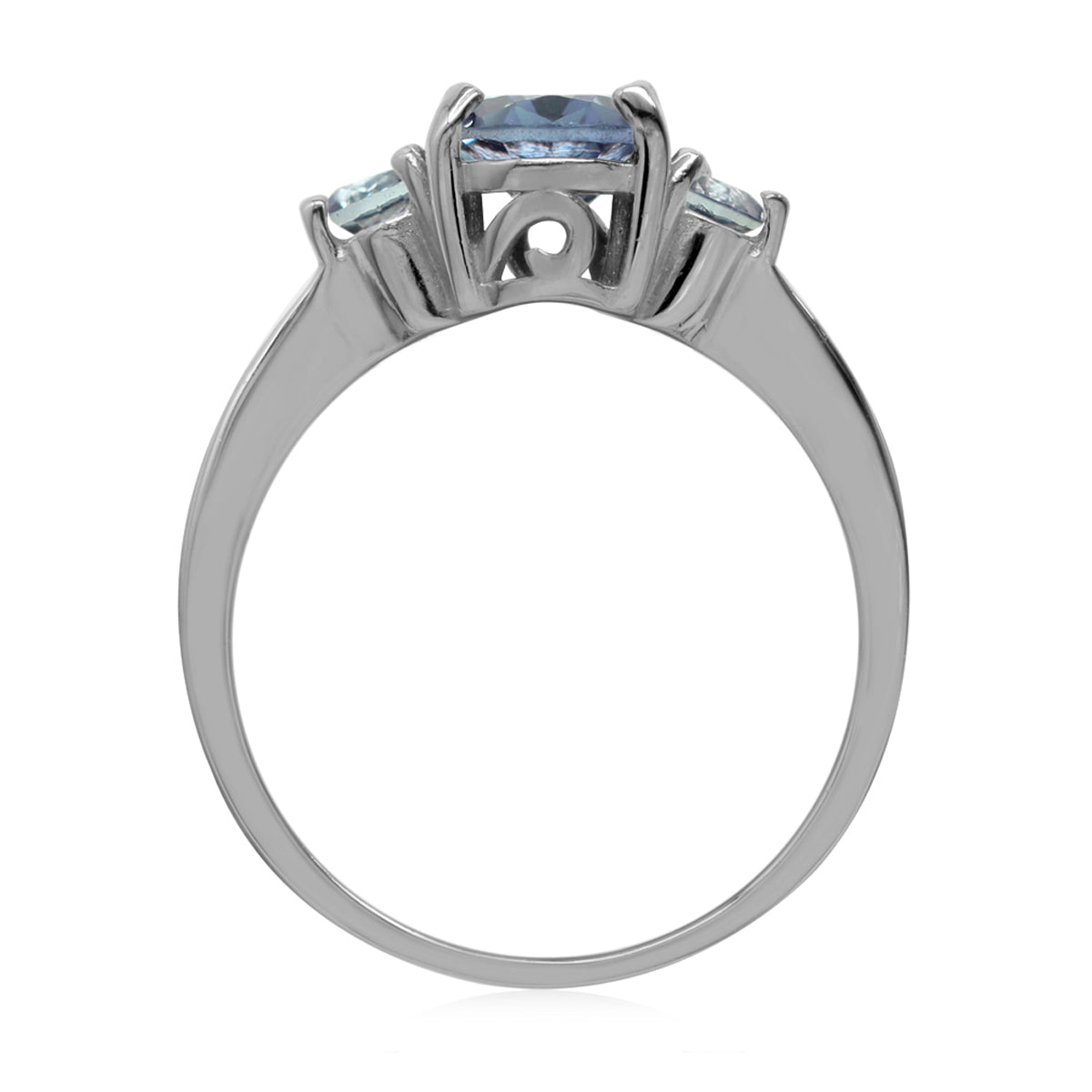 8X6mm Oval Shape Simulated Color Change Alexandrite White Gold Plated 925 Sterling Silver Engagement Ring - Silvershake-store