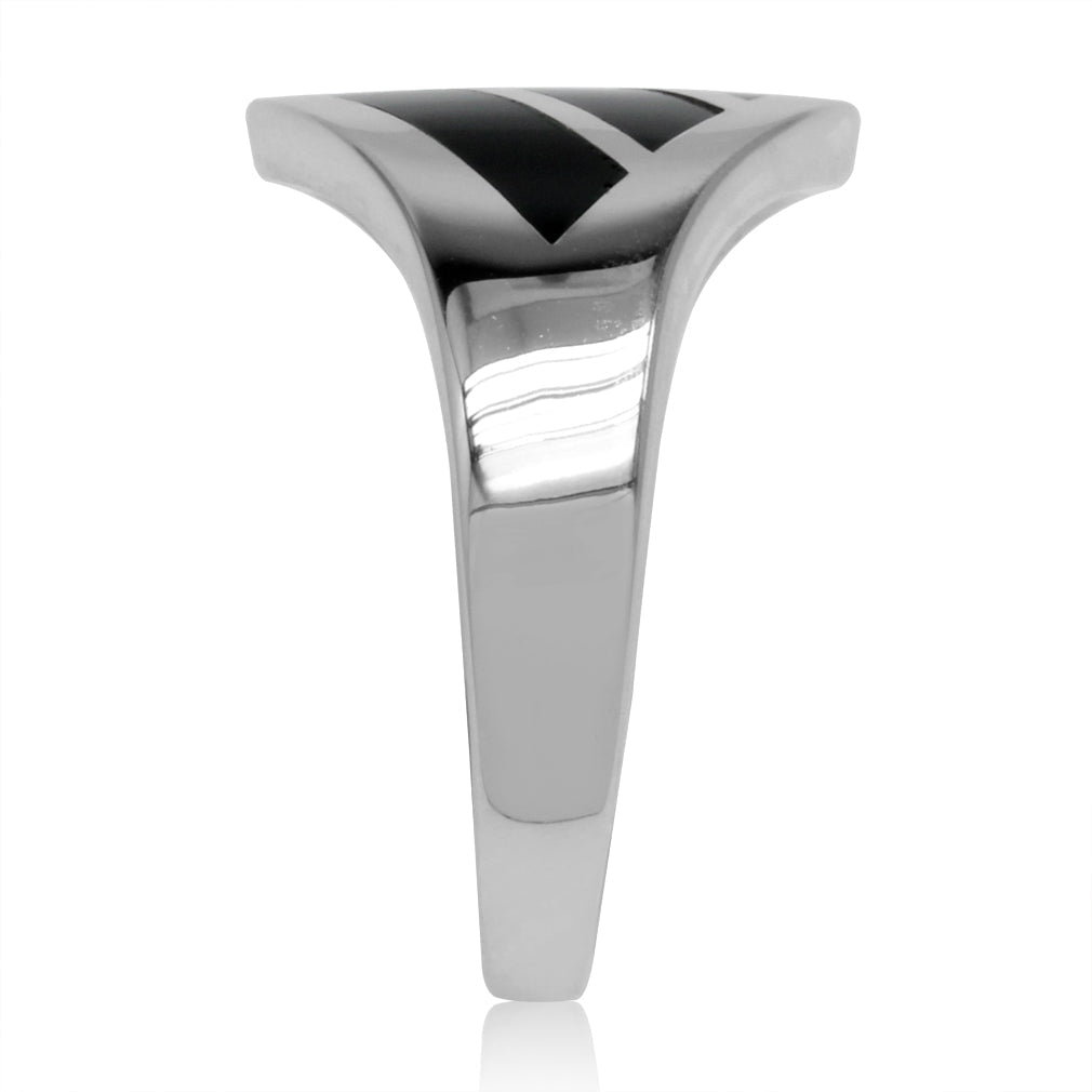 3 Stone Created Black Onyx Inlay White Gold Plated 925 Sterling Silver Ring - Silvershake-store