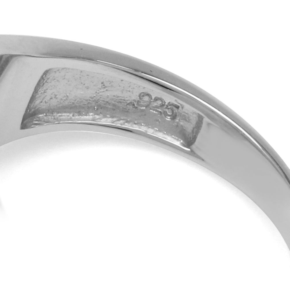 3 Stone Created Black Onyx Inlay White Gold Plated 925 Sterling Silver Ring - Silvershake-store