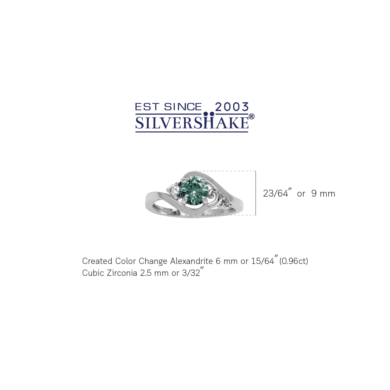 Simulated Color Change Alexandrite and White Cubic Zirconia 925 Sterling Silver Engagement Ring - Silvershake-store