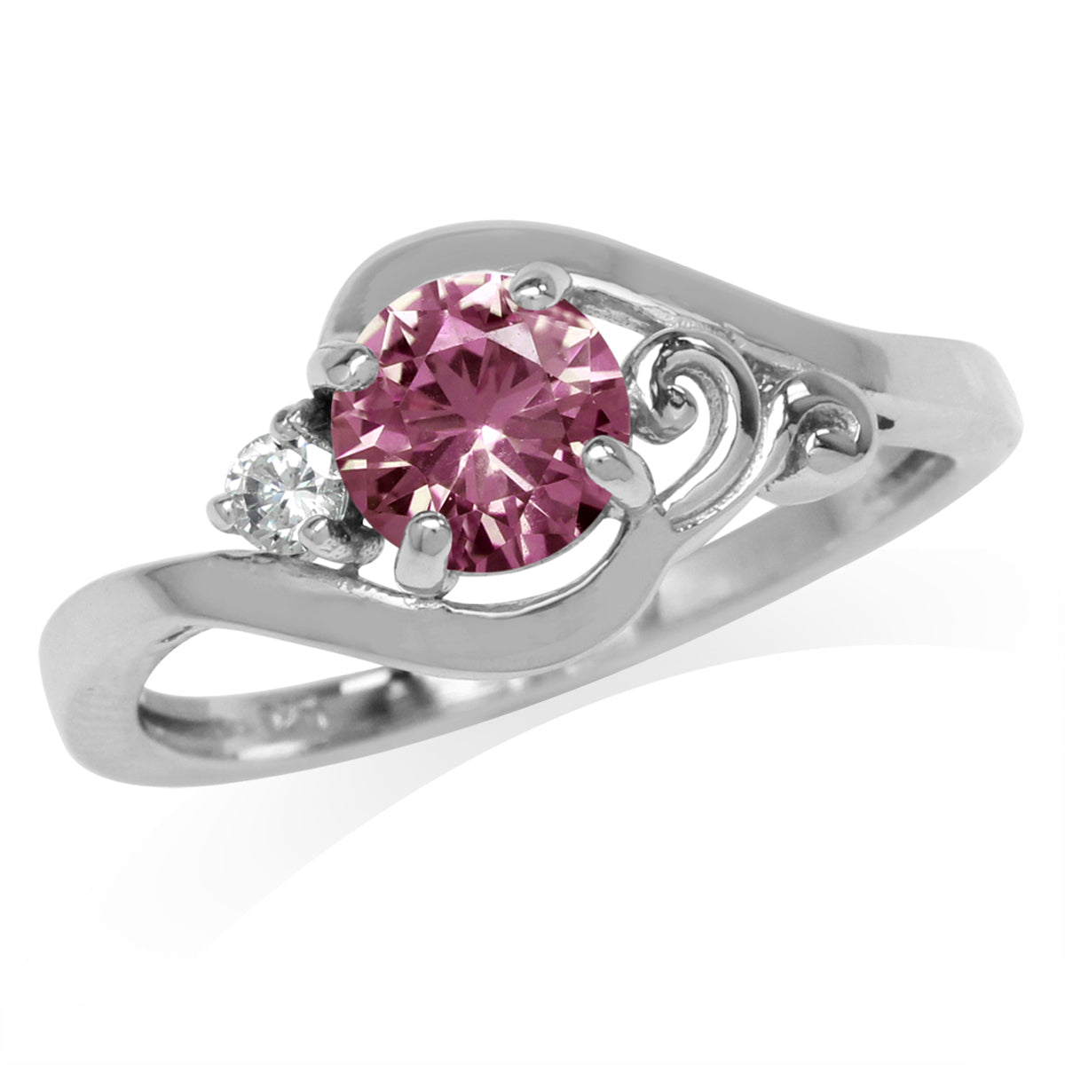 Simulated Color Change Alexandrite and White Cubic Zirconia 925 Sterling Silver Engagement Ring - Silvershake-store