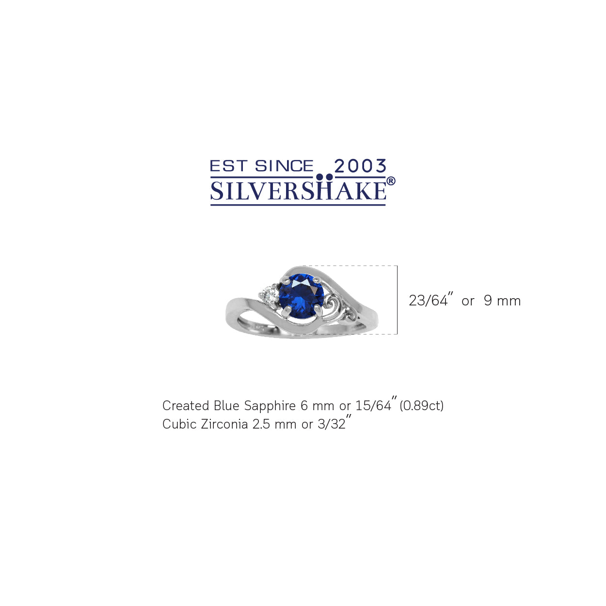Created Sapphire Blue and White Cubic Zirconia Gold Plated 925 Sterling Silver Engagement Ring - Silvershake-store