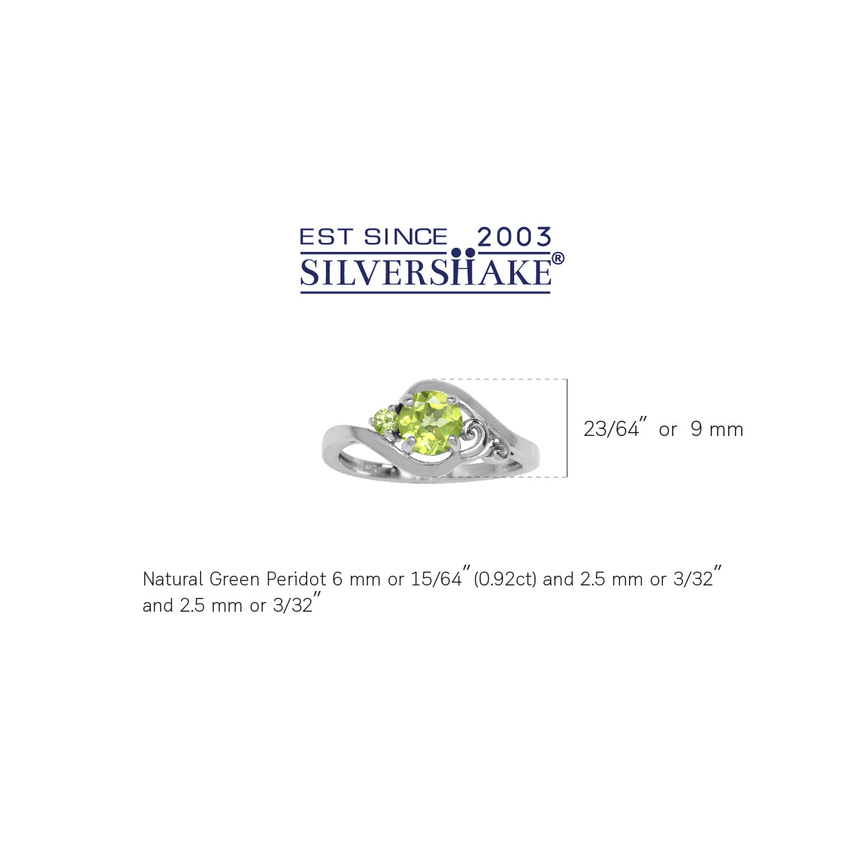 Natural Peridot White Gold Plated 925 Sterling Silver Engagement Ring - Silvershake-store