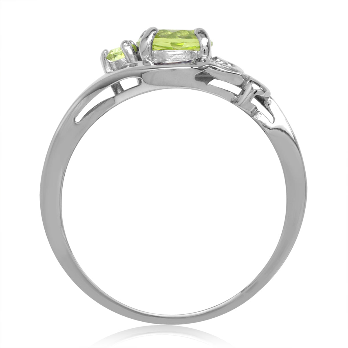 Natural Peridot White Gold Plated 925 Sterling Silver Engagement Ring - Silvershake-store