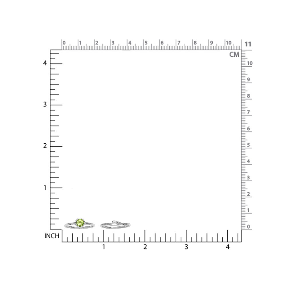 Set of 2 Natural Peridot White Gold Plated 925 Sterling Silver Bezel Set and Textured Band Ring - Silvershake-store