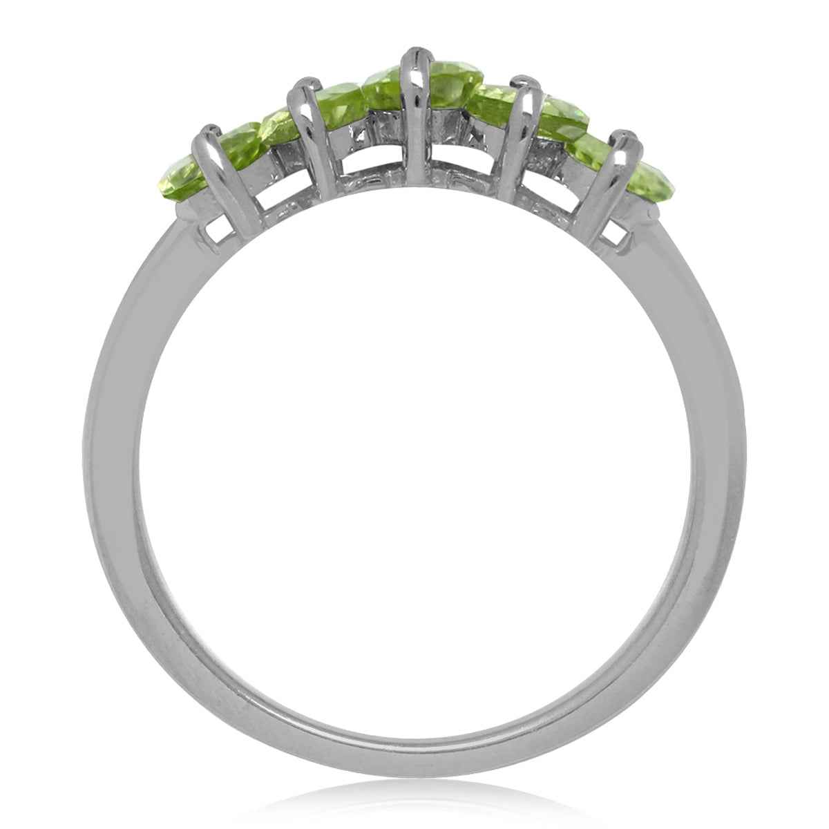 1.4ct. 5 Stone Natural Peridot V Shape White Gold Plated 925 Sterling Silver Ring