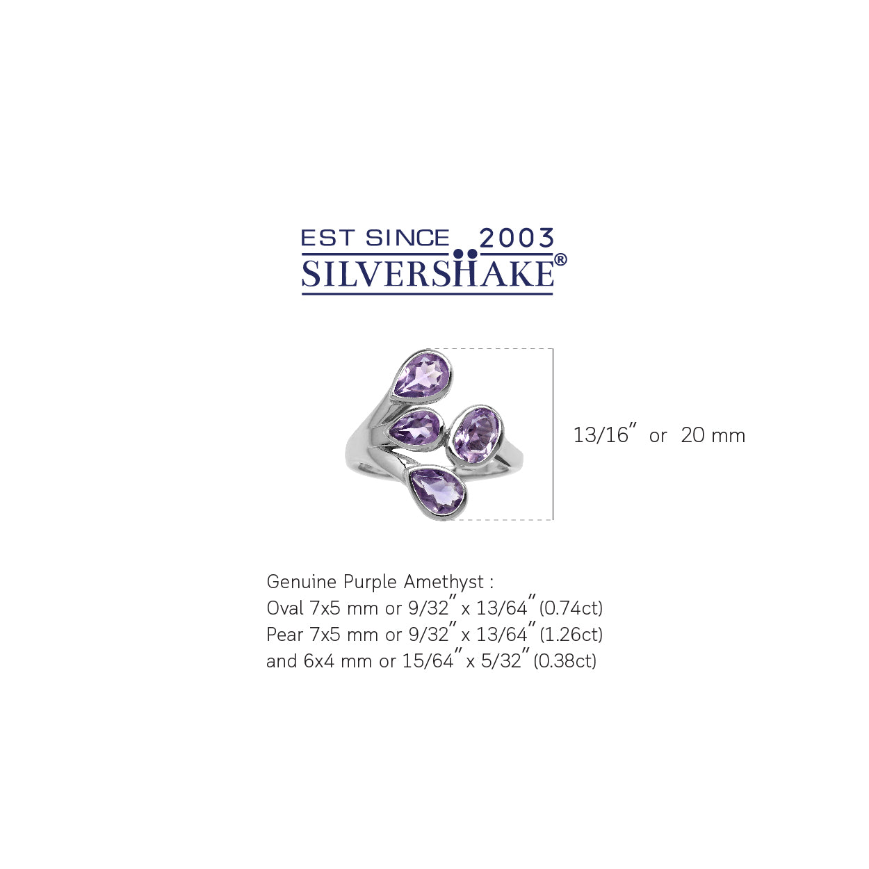 2.38ct. Natural Amethyst White Gold Plated 925 Sterling Silver Cluster Ring - Silvershake-store
