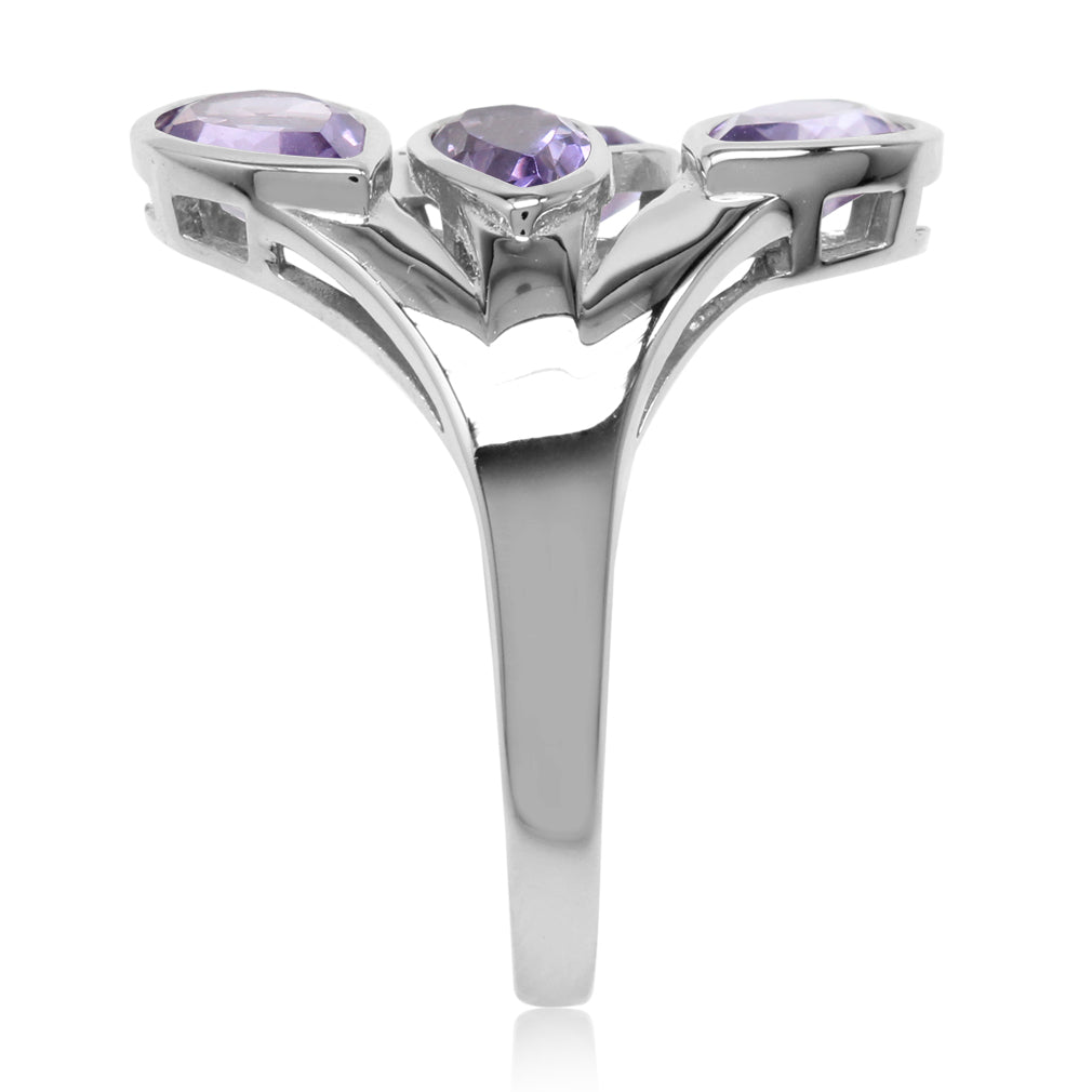 2.38ct. Natural Amethyst White Gold Plated 925 Sterling Silver Cluster Ring - Silvershake-store