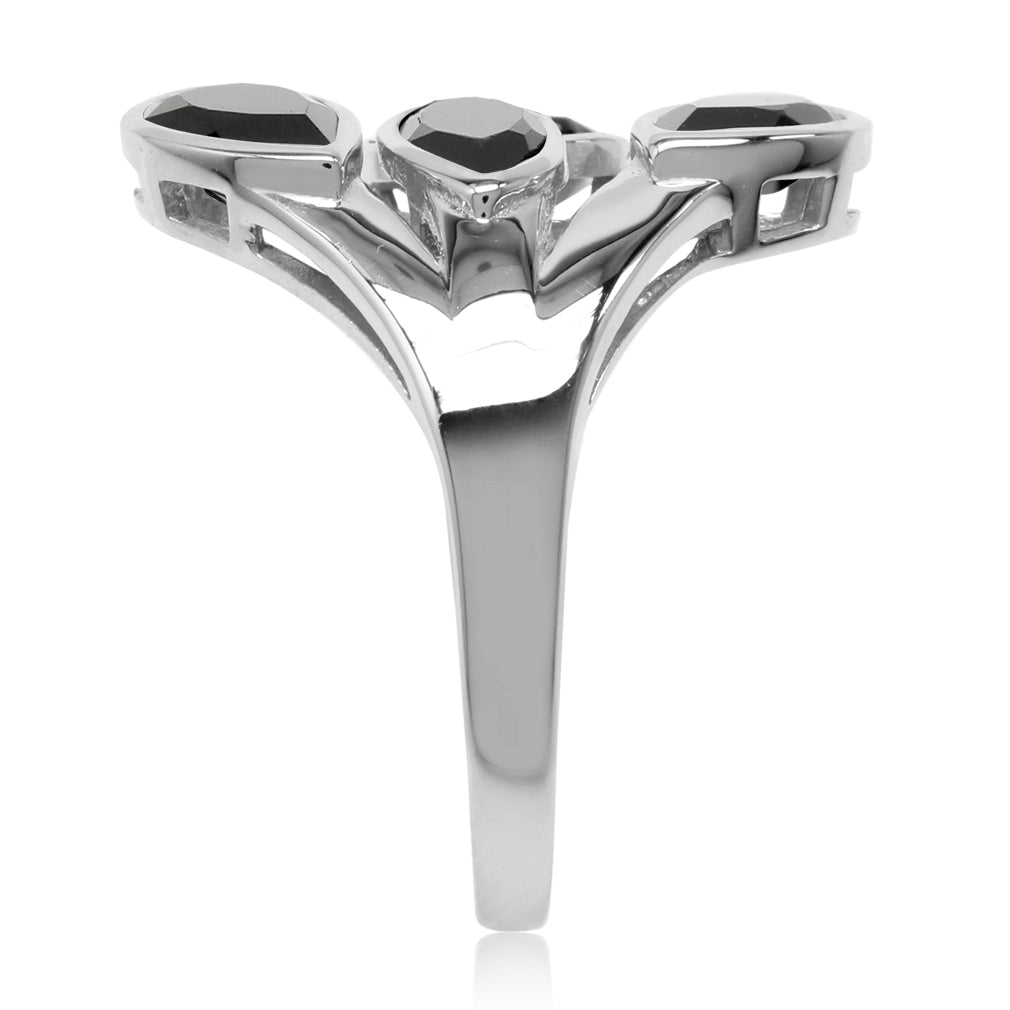 3.38ct. Natural Black Spinel White Gold Plated 925 Sterling Silver Cluster Ring - Silvershake-store