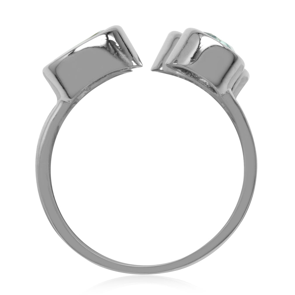 Citrine Peridot and London Blue Topaz White Gold Plated 925 Sterling Silver Modern Open Front Ring - Silvershake-store