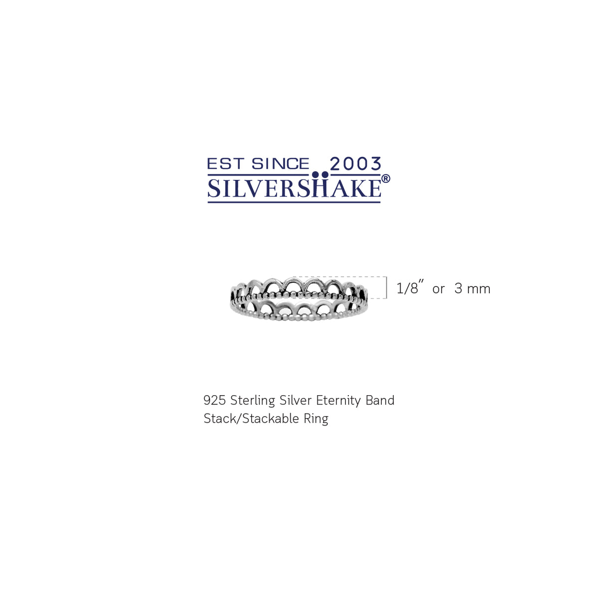 925 Sterling Silver Eternity Band Stack/Stackable Ring silvershake